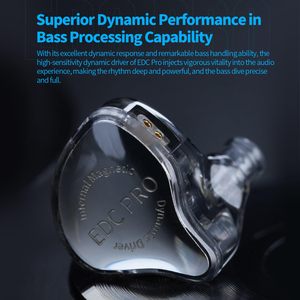 Écouteurs intra-auriculaires filaires KZ EDC Pro 2Pin avec câble plaqué argent/câble en cuivre OFC en option, dynamique, HiFi stéréo, IEM - Product Image 2