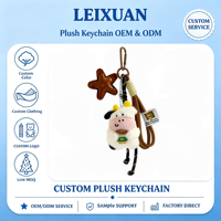 Porte-clés en peluche de vache fait main de qualité supérieure, avec pendentif étoile, design dessin animé doux et durable, accessoire esthétique, cadeau idéal pour les fêtes