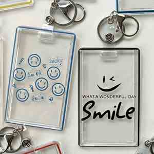 Cute Positive Quote Acrylic Keychains Clear Card Holder <b>Key</b> <b>Rings</b> Fashion Bag Charms Cheerful Accessories for Gifts - Product Image 3