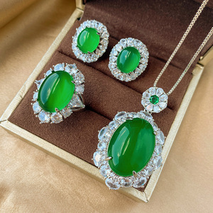 Joyería Zhuang Shengsheng, Cobre Chapado en Oro, Calcedonia Verde Fluorescente en Forma de Gota, Piedra de Lujo para Traje, 18*25-13*18 - Product Image 1