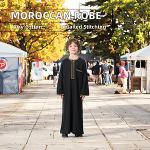 Modest Moroccan Cotton Short Sleeve Muslim Robe Breathable Design <b>for</b> Summer Ramadan Festival ALSOLTAN <b>Men</b> Ankle Length - Product Image 2