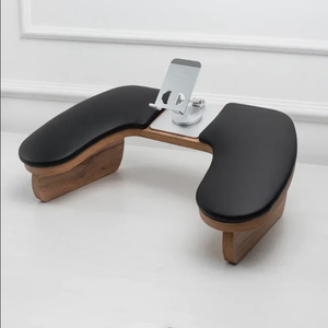 Reposamanos Profesional para Manicura, Diseño Rectangular, Soporte para Teléfono, Cuero PU, Base de Acero Inoxidable/Madera, Logotipo Personalizado - Product Image 5