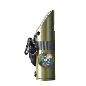 นกหวีดเอาตัวรอดพร้อมเข็มทิศและเทอร์โมมิเตอร์ อุปกรณ์ฉุกเฉินกลางแจ้งขนาดกะทัดรัดสำหรับการเดินป่าและตั้งแคมป์ - Product Image 1