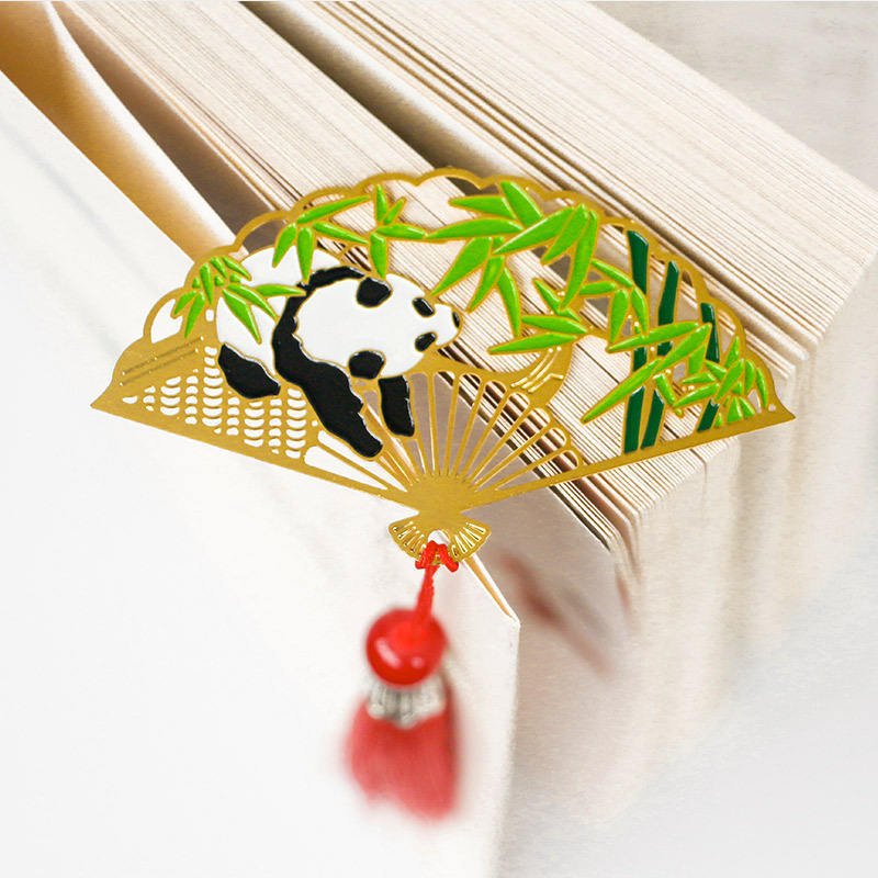 2 Pcs Chinese Fan Magpie Bookmarks - Metal Reading Markers Gold & Rose Gold