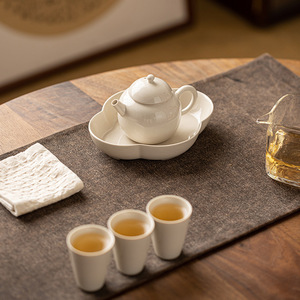 Guanlan Ceramic Dry Brewing Tray Irregular Shape Wood Ash Color Teapot Stand For Kung Fu <b>Tea</b> <b>Set</b> - Product Image 2