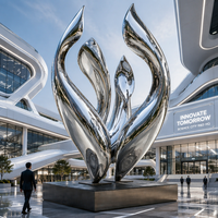 Sculpture de flamme abstraite moderne en acier inoxydable, couleurs personnalisées, OEM/ODM disponible, statue décorative d'art paysager pour extérieur et jardin