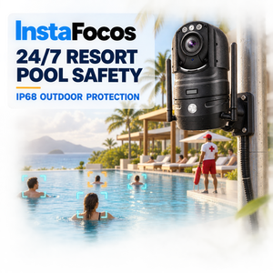 Caméra IP WiFi 6 pour système de prévention des noircousses par IA, zoom optique 100x, IP68, CMOS 12MP, grand angle 140°, H.265 pour piscine - Product Image 1