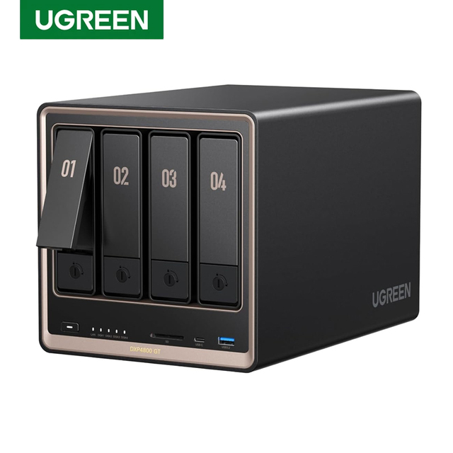 UGREEN NASync DXP4800 GT 4 Bay Desktop AMD R2514 CPU NAS 8GB DDR4 RAM 10GbE M.2 NVMe Slots 4K HDMI Network Attached Storage