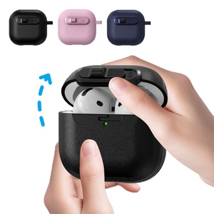 Funda Protectora con Cierre Seguro para Auriculares <span class=keywords><strong>Apple</strong></span> <span class=keywords><strong>Airpods</strong></span> 4 ANC / 3 / 2 / Pro3 2 / Pro Generation, Carcasa Inalámbrica + Gancho - Product Image 1