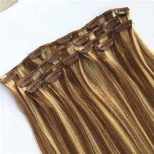 28inch mixed color clip in human hair extensions cheap price