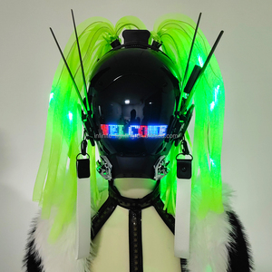 <span class=keywords><strong>CyberPunk</strong></span> Masque <span class=keywords><strong>Cosplay</strong></span> pour Homme, Lumière Ronde avec Tresses Masque <span class=keywords><strong>Cosplay</strong></span> Halloween Fit Party Music Festival Accessoires - Product Image 5