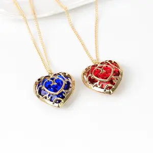 Anime Game Zelda Hollow Out Loving Heart Pendant Chain Necklace