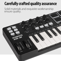 KOKKO KB-25 Controlador MIDI USB Portátil a Batería con Mini Teclado Digital Electrónico de 25 Teclas y Pads
