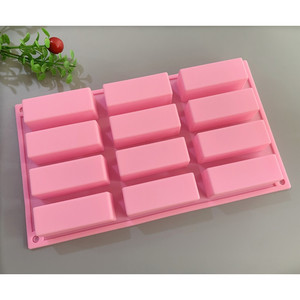 Silicone Rectangle <b>Mold</b> 12 Cavity Long Strip For Handmade Soap <b>Cake</b> <b>Molds</b> 29.5x17x3cm Dishwasher Safe - Product Image 3