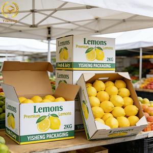 Cajas de Embalaje para Limones Resistentes al Agua al por Mayor con Cartones Corrugados Perforados y con Relieve para Supermercados y Servicios de Alimentación - Product Image 2