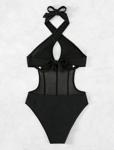 Body da donna senza maniche con scollo all'americana, in <span class=keywords><strong>rete</strong></span> trasparente, stile corsetto bustier, sexy, con cut-out, per acqua e bikini, tipo leotard e jumpsuit - Product Image 4