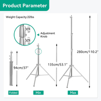 2 supports d'éclairage photo en acier inoxydable de 280 cm, trépieds robustes pour studio, boîte à lumière, support de fond pour projecteur Red Head