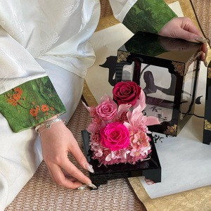 Hộp quà tặng hoa Acrylic ngày của mẹ Ngày Valentine Hộp hoa hồng vĩnh cửu màu đen Acrylic hoa hiển thị đứng - Product Image 5