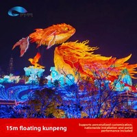 Modelo de Kun Peng Volador de 15 m, Inflable, con Luces LED, para Espectáculos, Publicidad, Exhibiciones