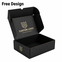 Boîtes d'expédition pliables en carton ondulé noir de qualité supérieure personnalisées en gros avec logo en feuille d'or pour vêtements et cadeaux