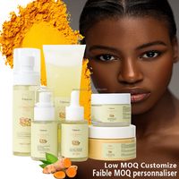 Kit de Soins Cutanés Bio de Haute Qualité au Curcuma et à l'Acide Cojique, Éclaircissant et Hydratant à la Vitamine C, pour Peaux Noires, avec Logo Personnalisé
