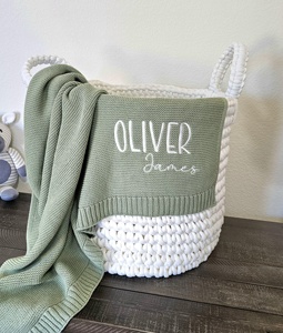 Couverture pour bébé en tricot <span class=keywords><strong>personnalisé</strong></span> avec nom, en coton de bambou biologique 100%, pour garçons et filles - Product Image 5