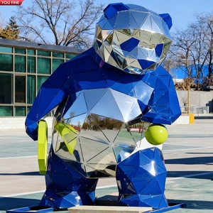 YOUFINE Escultura de <span class=keywords><strong>Panda</strong></span> Geométrica de Acero Inoxidable, Moderna, para Decoración de Espacios Públicos al Aire Libre - Product Image 2