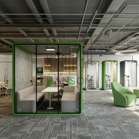 Cabine de bureau insonorisée modulaire et mobile, installation facile, pour 4 personnes, en vente, cabine téléphonique insonorisée, cabine de bureau acoustique