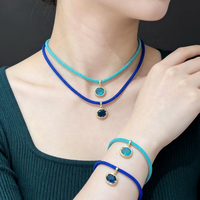 CH-LAN2206 Nouveauté Collier en corde coloré avec fermoir en cuivre plaqué or, collier tressé multicolore réglable, bijoux en corde