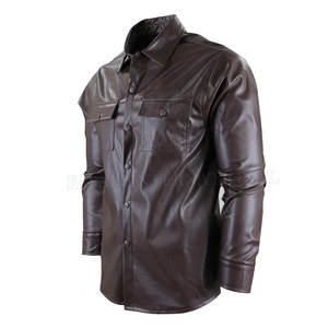 Camisas de cuero de manga larga de color sólido para hombre, camisas de cuero personalizadas, camisas de cuero de nuevo estilo - Product Image 2