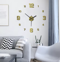 Jam Dinding Besar Tanpa Bingkai 40CM 3D Bercahaya Jam Dinding Akrilik DIY Pemasangan Dinding Jam Dinding Digital Senyap Dekorasi Kantor