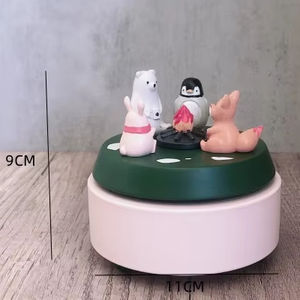 Caja de música de madera para hoguera de animales bonitos siempre brillantes, artesanías musicales de cuerda manual para regalo de cumpleaños de escritorio para niños con canción - Product Image 5