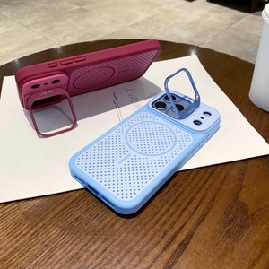Étui de téléphone magnétique de luxe mat à dissipation thermique pour iPhone 18 13 14 15 16 17 Pro Max avec support d'objectif dissimulé et coque de protection - Product Image 3