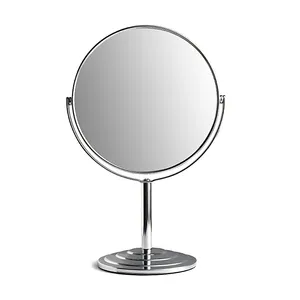 Specchio cosmetico per il trucco cosmetico da tavolo rotondo in metallo con doppio lato in piedi professionale