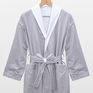 Grosir Pabrik pakaian tidur jubah mandi gaya olahraga jubah kotak kimono kerah jubah mandi untuk Spa