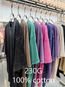 T-shirt da uomo a maniche corte personalizzate in tinta unita all'ingrosso 2024 nuovo stile per fare t-shirt con maniche corte a maniche corte di vecchia tendenza - Product Image 2