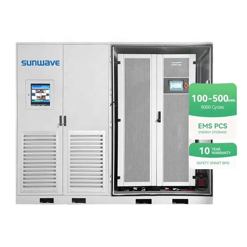 Bateria Sunwave para armazenamento de energia solar, sistema industrial e comercial de 200Ah 500kWh Lifepo4 com dez anos de garantia em estoque