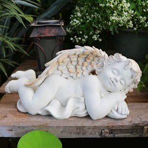 Statua Moderna 2026 di Angioletto con Ali <span class=keywords><strong>in</strong></span> Stile Europeo, <span class=keywords><strong>in</strong></span> Resina Bianca, Decorazione per Tavolo da Pranzo e Giardino, Artigianato <span class=keywords><strong>in</strong></span> Resina - Product Image 2