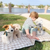 Peluche Husky Chauffante en Polyester et Coton PP, Douce et Adorable, Rechargeable par USB, Couleurs Personnalisables, Vente en Gros