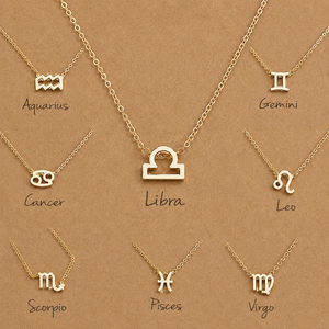 Birthday Gift Gold Plated 12 Zodiac Sign Pendant Wish Card Charm Gold Chain <b>Choker</b> Astrology Necklace Jewelry for Women - Product Image 1