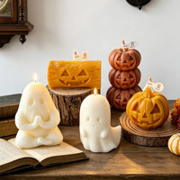 Lilin Aroma Labu Hantu Halloween Premium, Lilin Dekoratif Campuran Lilin Kedelai Buatan Tangan untuk Hadiah Liburan & Dekorasi Rumah