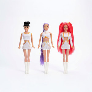 Fashion Doll Set with Weapon Accessories 3-Piece Collection for Girls Age 8-13 Years White Outfits with Colorful Hair and <b>Boots</b> - Product Image 2