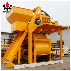 New stationary forced double shaft cement mixer with lift small machine js1000 horizontal concrete mixer