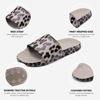 Sandales légères antidérapantes en EVA personnalisées pour femmes, imprimé léopard, couleur beige, style animalier, pour l'été, la plage, décontractées et tendance