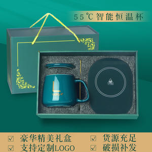 แก้วอุ่นร้อนอัจฉริยะ Liling Hongbo 55 องศาเซลเซียส เซรามิก พร้อมฝาและช้อน ชาร์จ USB สำหรับกาแฟ นม ของขวัญ - Product Image 5