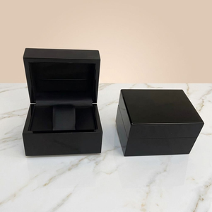 Rectangle Plastic <b>Watch</b> Box With Snap Closure Black Dustproof Inner <b>Case</b> For Timepieces - Product Image 2
