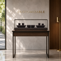 Vitrine à bijoux en bois massif avec finition stratifiée, présentoir durable pour magasin de détail