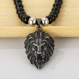 KALEN 660mm 남자 복고풍 스테인레스 스틸 페르시 목걸이 생생한 사자 머리 펜던트 - Product Image 6