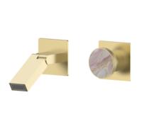 Robinet Mitigeur de Lavabo Mural de Luxe Tout en Laiton, Eau Chaude et Froide, pour Meuble de Salle de Bain