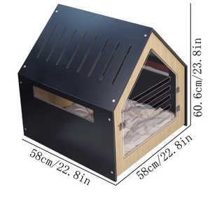 בית חתולים מודרני מינימליסטי מעץ, עיצוב יצירתי עם דלת זכוכית וגימור עץ מודפס - Product Image 6